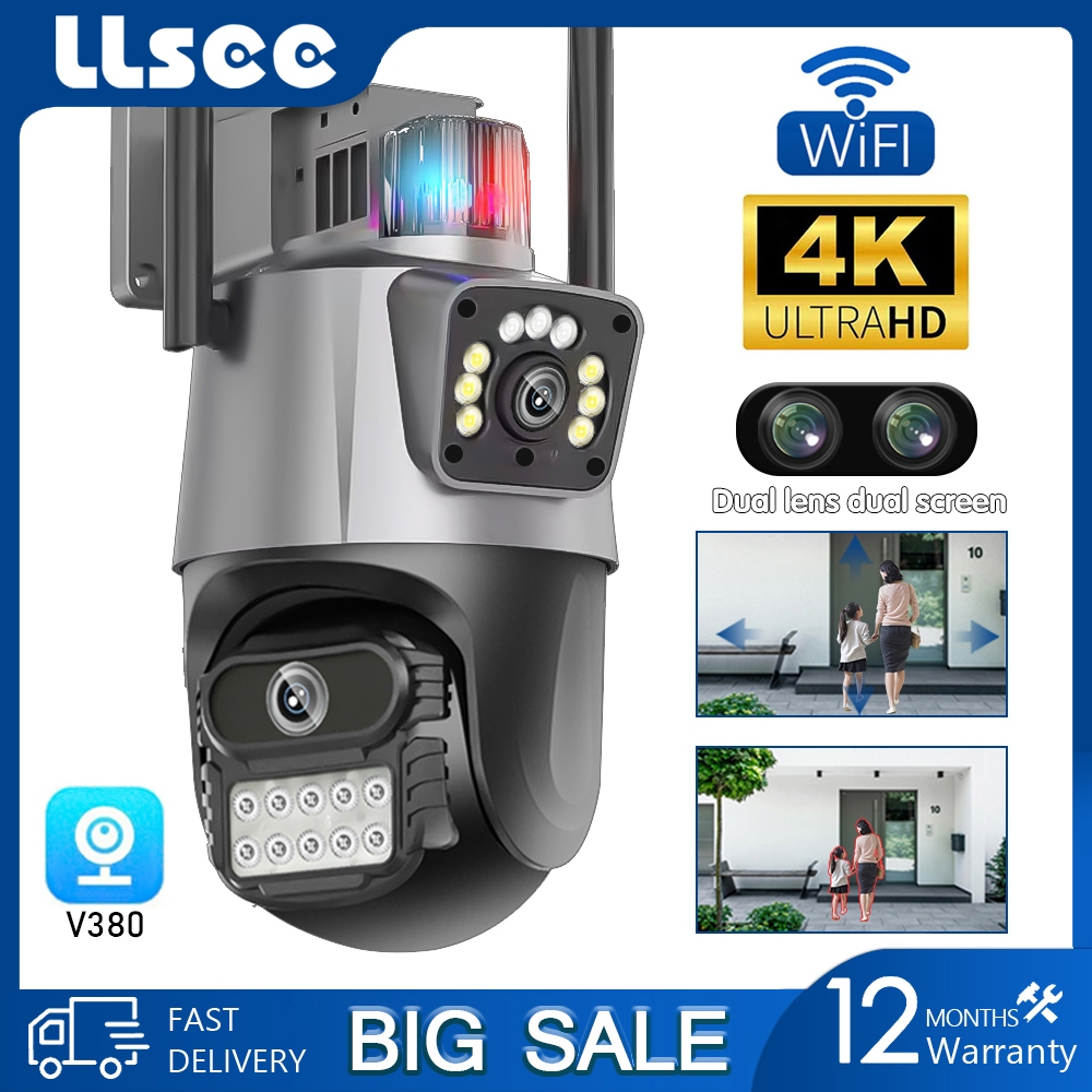LLSEE V380 pro Outdoor Full HD 6MP 4K การเชื่อมต่อเลนส์คู่ WiFi กล้องรักษาความปลอดภัย Night Vision I