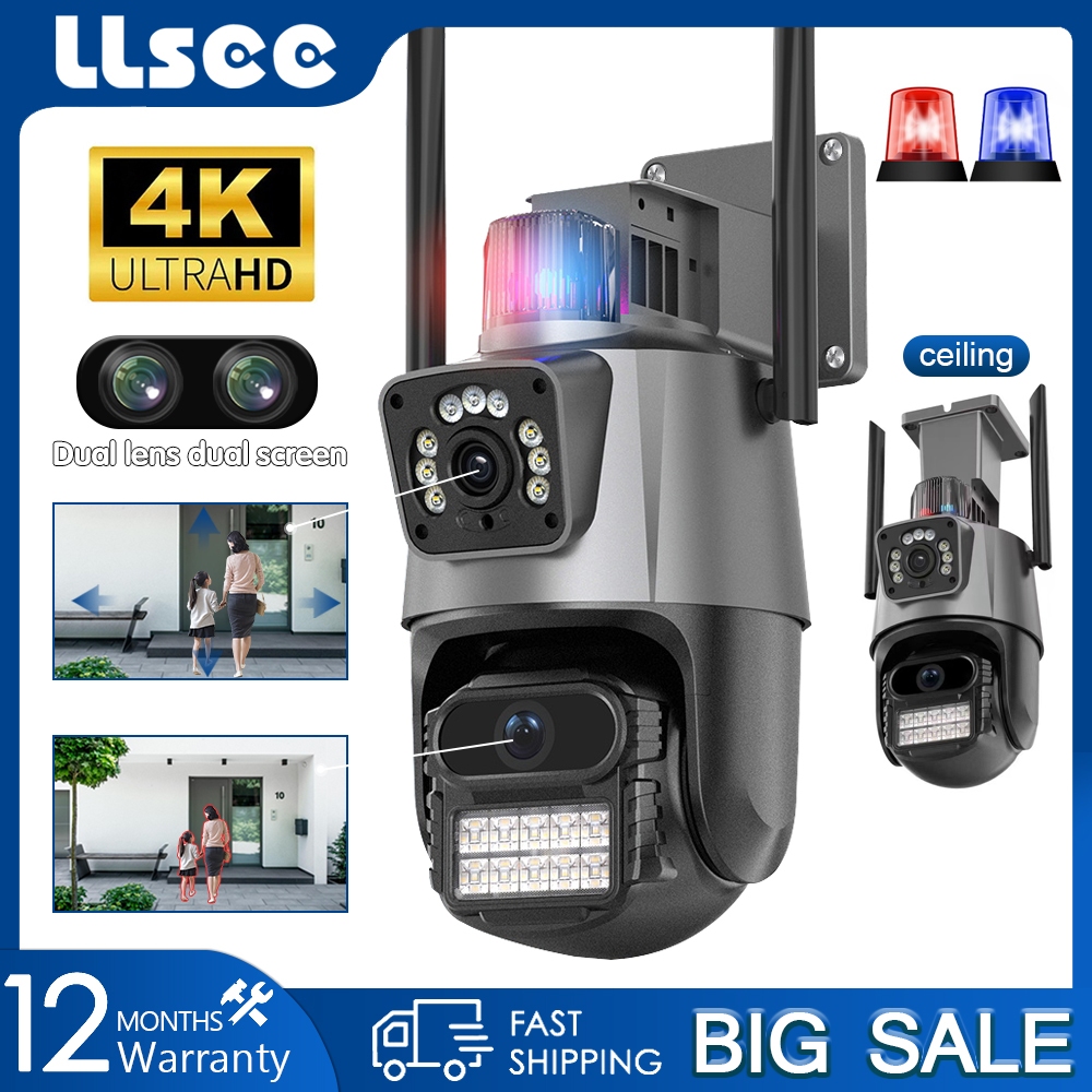 LLSEE, V380 pro, 9MP 4K, เลนส์คู่ไร้สายกล้องวงจรปิดกลางแจ้ง WIFI, กล้องรักษาความปลอดภัย IP, ซูมออปติ