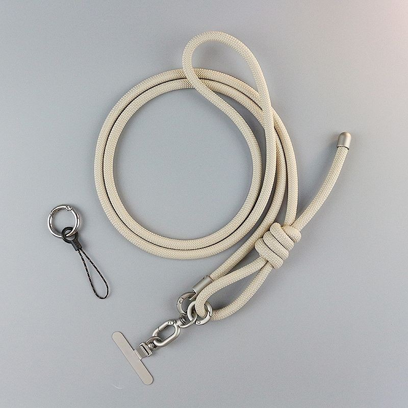 [พีดีเอ็ม] High-end Simple 150 ซม.ยาวปรับ Cross-body สายคล้องโทรศัพท์มือถือสีดําเชือกเส้นเล็กหญิงไทเทเนียมโลหะโซ่โทรศัพท์มือถือคลิปหมุนสายยาวสลิง Anti-lost