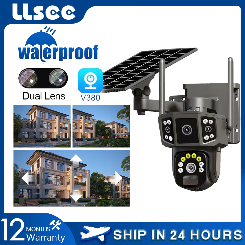 LLSEE v380 8MP 10 ครั้งซูม 4K เลนส์คู่ 4G ซิมการ์ดกล้องพลังงานแสงอาทิตย์ WIFI กลางแจ้งกล้องวงจรปิดกันน้ำ PTZ หมุน 360 การเคลื่อนไหวติดตามสัญญาณเตือนภัย IP กล้องมองภาพกลางคืนที่มีสีสันในตัวแบตเตอรี่