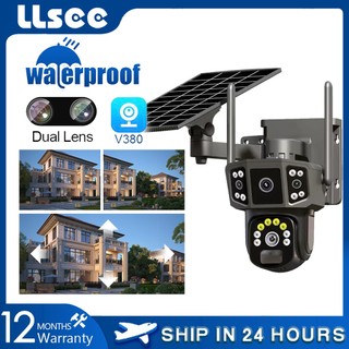 LLSEE v380 8MP 10 ครั้งซูม 4K เลนส์คู่ 4G ซิมการ์ดกล้องพลังงานแสงอาทิตย์ WIFI กลางแจ้งกล้องวงจรปิดกันน้ำ PTZ หมุน 360 การเคลื่อนไหวติดตามสัญญาณเตือนภัย IP กล้องมองภาพกลางคืนที่มีสีสันในตัวแบตเตอรี่