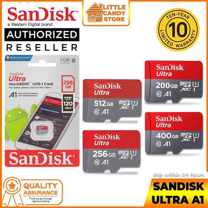 SanDisk Ultra A1 Micro SD 140# (512GB/256GB/128GB) การ์ดหน่วยความจํา Class 10 MicroSD สําหรับโทรศัพท