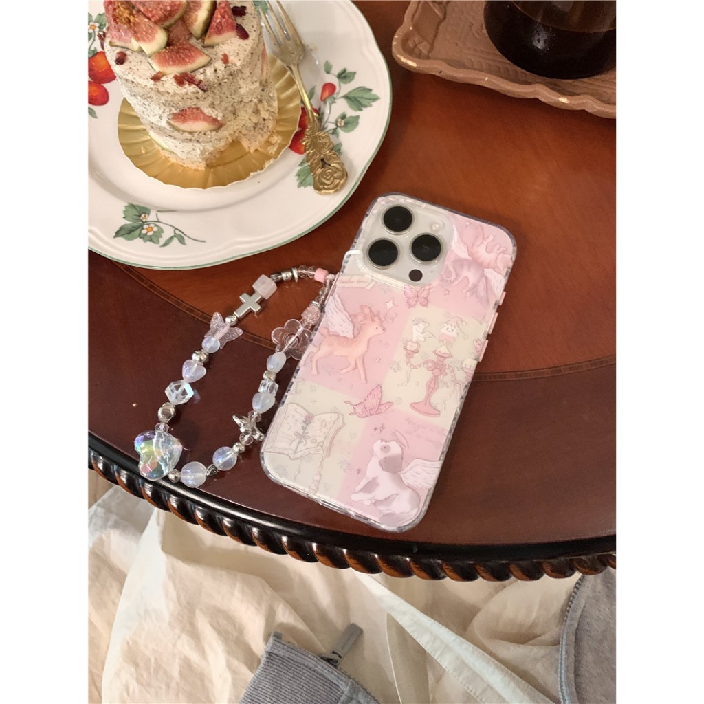 Iphone 16 pro max 15 pro max ลายกวางปีกดอกไม้ วัสดุ TPU เคสโทรศัพท์งานฝีมือ IMD