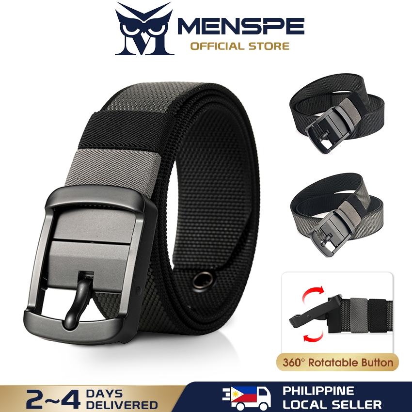 MENSPE เข็มขัดกลางแจ้งสำหรับผู้ชาย เข็มขัดปรับได้ สองด้านสีไนลอน เหมาะสำหรับกีฬาและใช้งานกลางแจ้ง