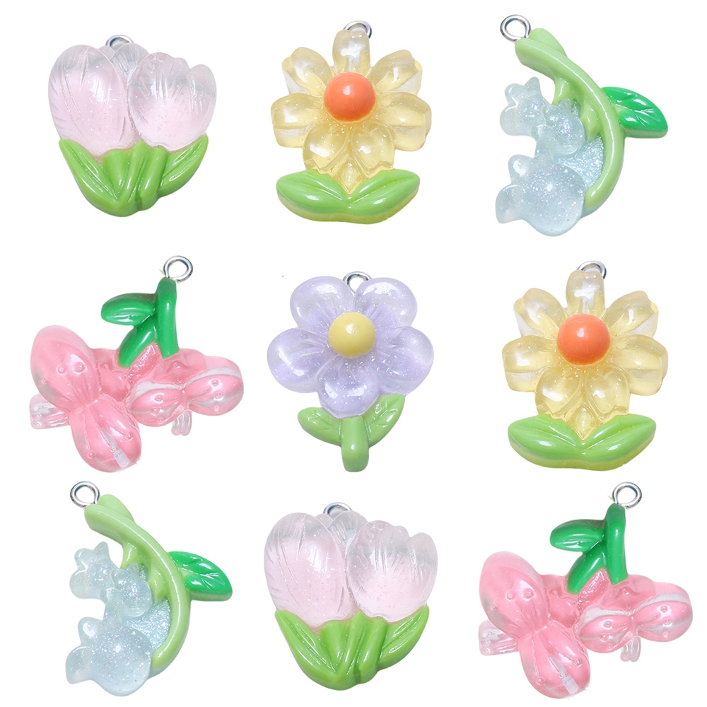 1 ชิ้นเรซิ่นยิ้มดอกไม้ Flatback Rose จี้น่ารัก Sunflower Charms DIY เครื่องประดับทํา