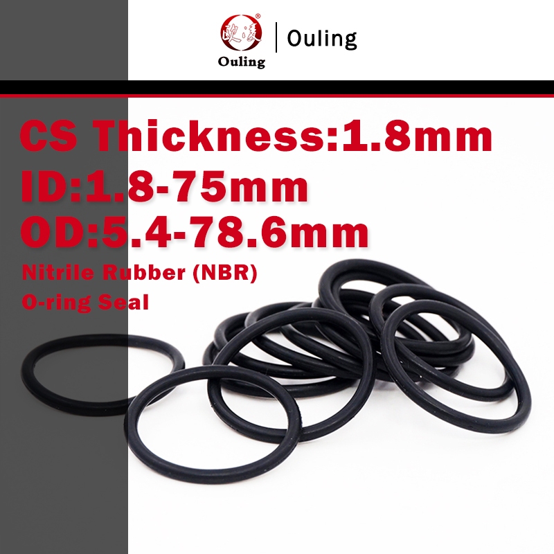 Ouling CS1.8mm O-Ring ID1.8-75 OD5.4-78.6mm NBR สีดํา Shock-absorbing ยางไนไตรล์ทนต่อการสึกหรอกันน้ําแหวนปิดผนึกความต้านทานน้ํามัน