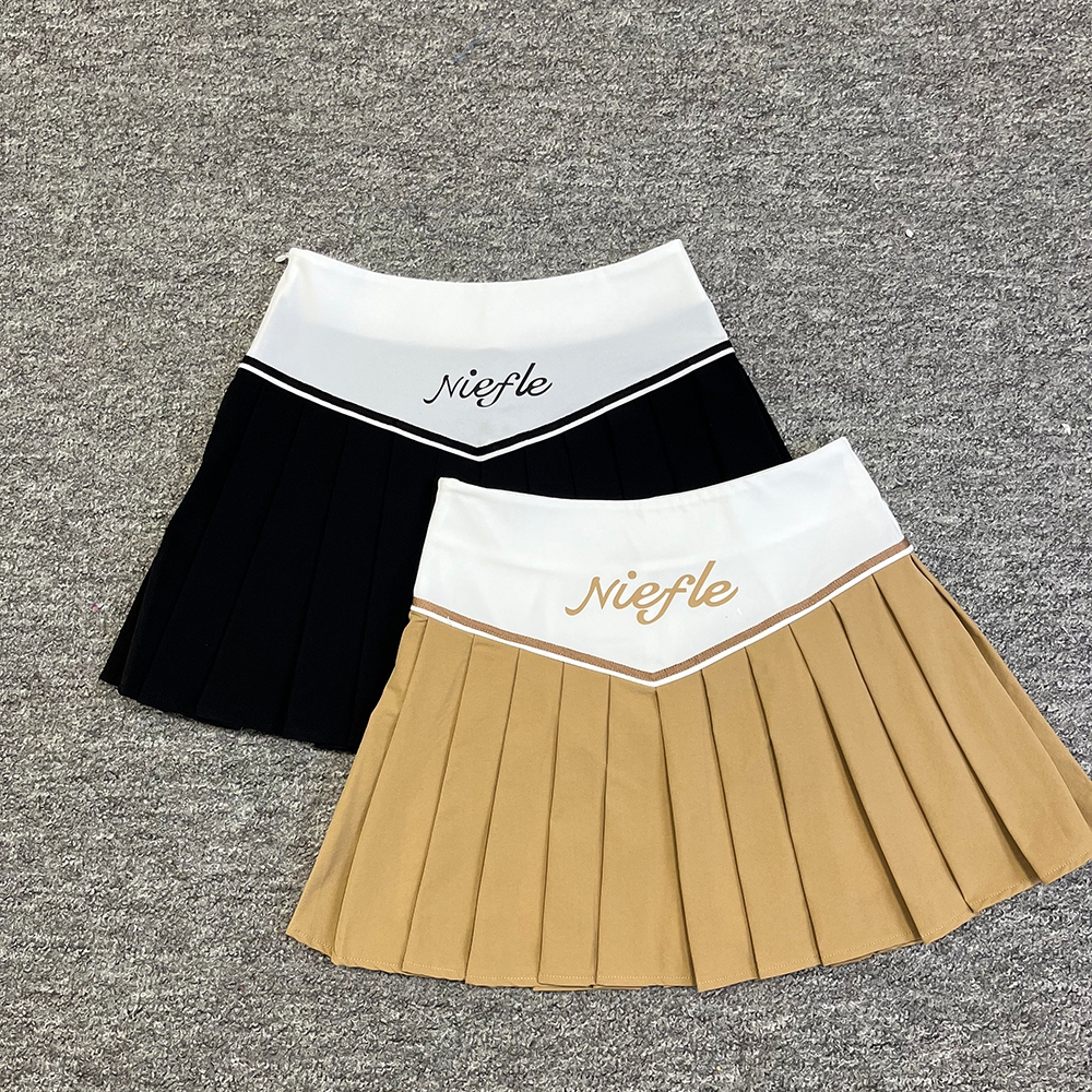 เสื้อผ้ากอล์ฟสําหรับผู้หญิงเอวกว้างขึ้นครอบคลุมเป้าสลิมมิ่งและทันสมัยอเนกประสงค์สีบล็อกจีบกระโปรงคุณภาพสูงแขนยาวด้านบนชุดกีฬาสันทนาการกลางแ