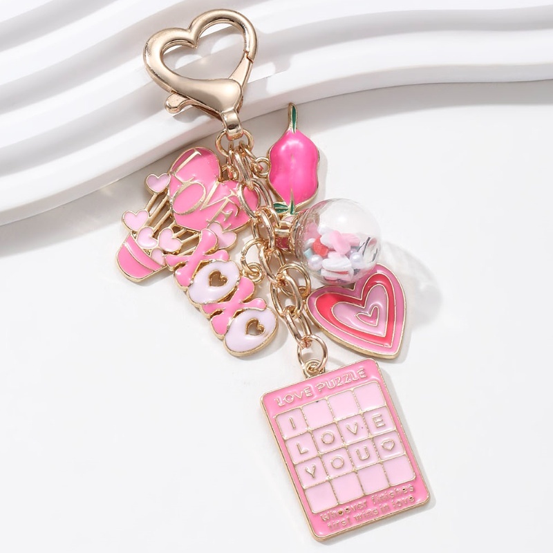 โรแมนติกสวยหัวใจกุหลาบช็อคโกแลตจุ๊บ ๆ พวงกุญแจเคลือบสําหรับคนรักของขวัญวันวาเลนไทน์ที่ดี - รูปที่ 5