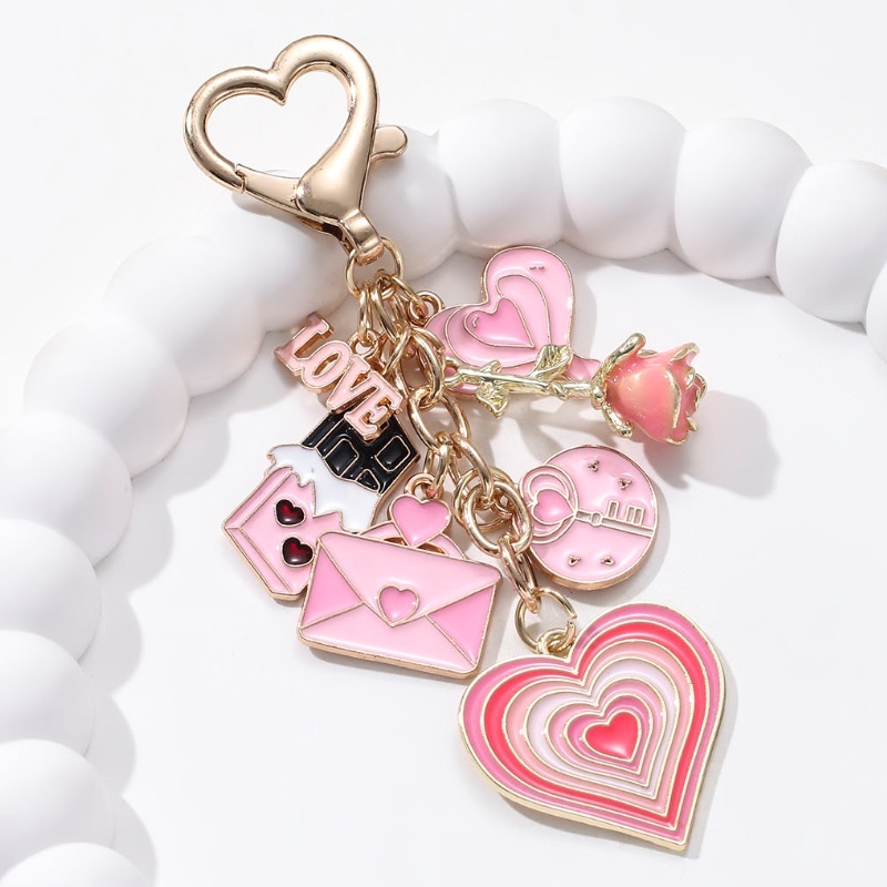 โรแมนติกสวยหัวใจกุหลาบช็อคโกแลตจุ๊บ ๆ พวงกุญแจเคลือบสําหรับคนรักของขวัญวันวาเลนไทน์ที่ดี - รูปที่ 2