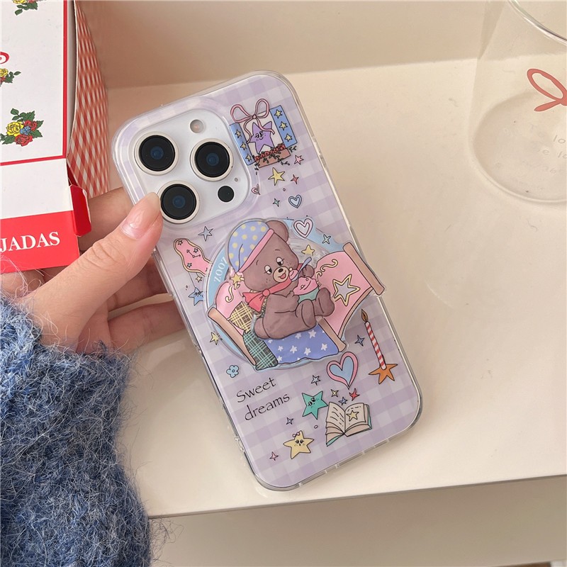 Iphone 16 pro max 15 pro max เคสโทรศัพท์กระบวนการ TPU ลายหมีฝันหวาน