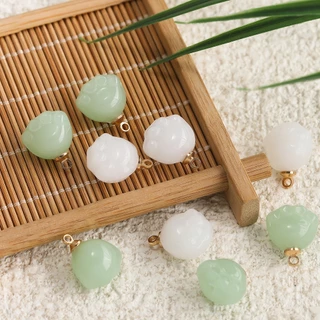 St. kunkka 5 ชิ้นสไตล์จีนเลียนแบบหยกแก้วจี้สไตล์จีนมงคล Cloud Lily of the Valley จี้แก้วสําหรับ DIY สร้อยคอสร้อยข้อมือสําหรับของขวัญปีใหม่