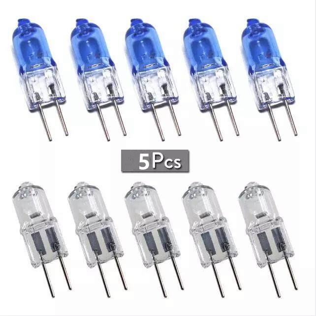 5 ชิ้น/ล็อต G4 หลอดฮาโลเจน 20W 12V หลอดไฟสีขาวอุ่น Blue Shell G4 หลอดไฟฮาโลเจนสําหรับ Home Crystal Chandelier Decor