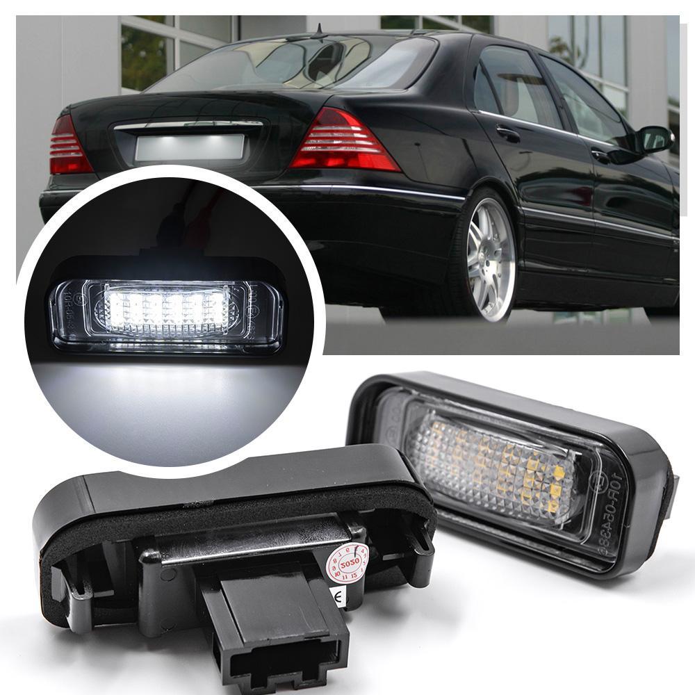 2 ชิ้นสําหรับ Mercedes Benz S-Class AMG W220 1999-2005 LED จํานวนใบอนุญาตไฟสีขาว Canbus ข้อผิดพลาดฟรีโคมไฟ 12V #MA2208200356