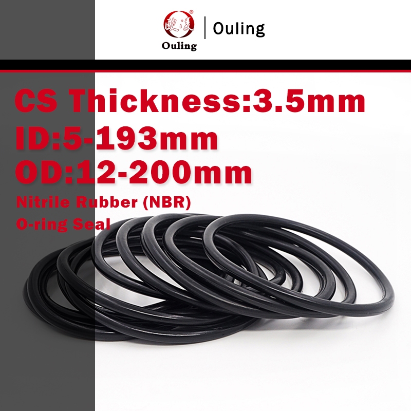 Ouling CS3.5 มม.O-แหวน ID5-193 OD12-200 มม.สีดําแหวนปิดผนึกยางไนไตรล์ NBR Shock-absorbing ทนต่อการสึกหรอกันน้ําความต้านทานน้ํามัน