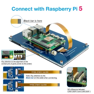 LAFVIN 5/7 นิ้วหน้าจอสัมผัสจอแสดงผล IPS DSI เข้ากันได้กับ Raspberry Pi 5/4/3, 800x480 พิกเซลหน้าจอ Capacitive MIPI อินเทอร์เฟซแฮนด์ฟรี