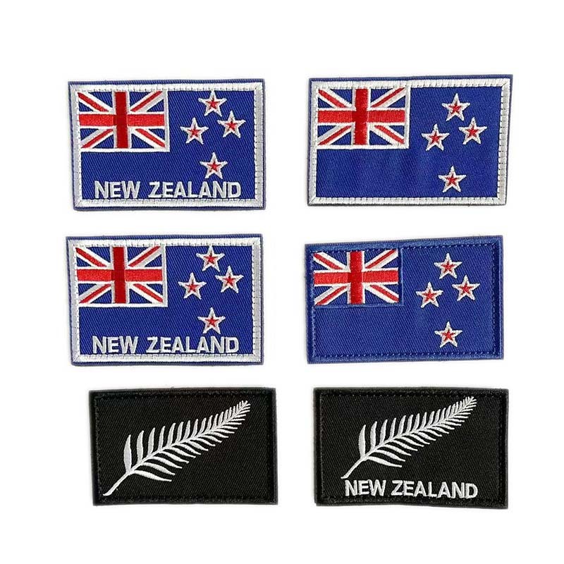 Oceania New Zealand Flag Silver Fern Embleem Flag ผ้า Applique เย็บปักถักร้อยตะขอและ Loop Patch, แท็กยุทธวิธีสติกเกอร์บนกระเป๋าเป้สะพายหลัง
