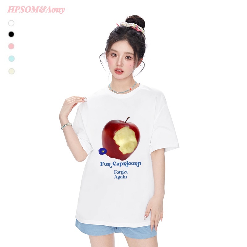 พร้อมส่ เสื้อยืดผู้หญิง oversize แฟชั่น รูปแบบการพิมพ์แอปเปิ้ล เหมาะสำหรับผู้หญิง