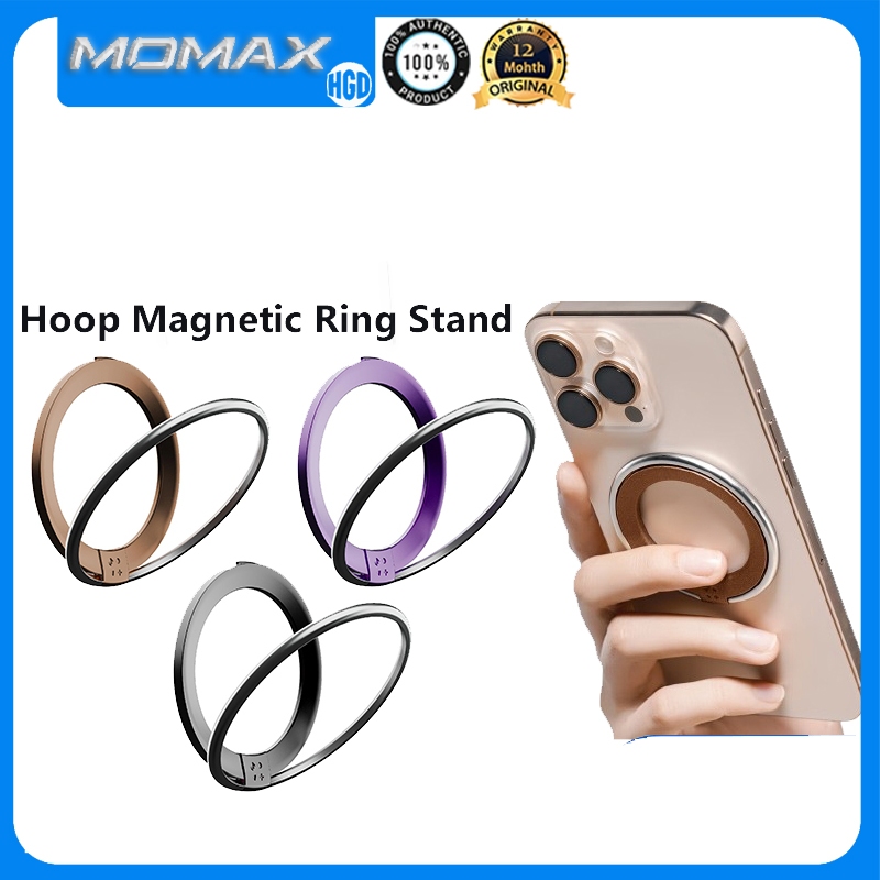 Momax Hoop ขาตั้งแหวนแม่เหล็ก 360 หมุนผู้ถือแหวนนิ้ว Grip โทรศัพท์ Unniversal Bracket