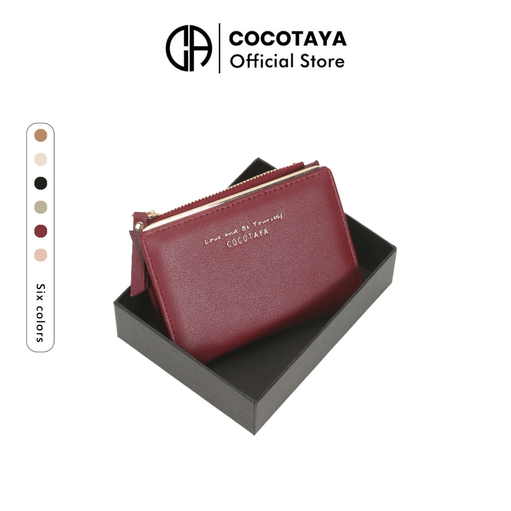 (COCOTAYA） ใหม่กระเป๋าสตางค์สุภาพสตรีสั้น,กระเป๋าใส่เหรียญซิปพับได้,ที่ใส่บัตรสุภาพสตรีแฟชั่น