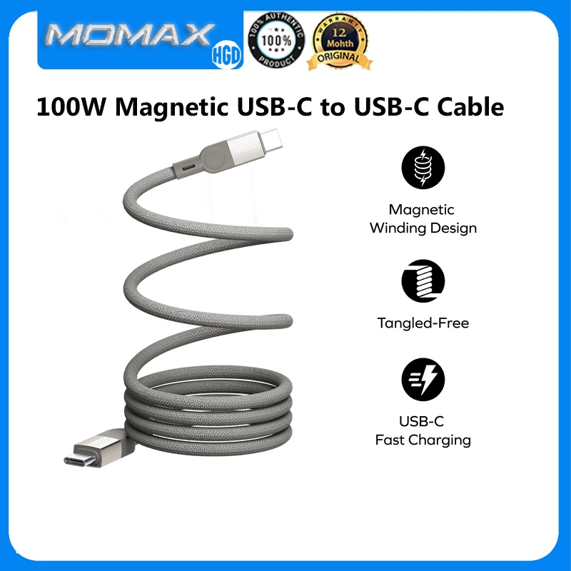 Momax Mag.Link สายแม่เหล็ก 100W USB-C to USB-C สายชาร์จเร็ว