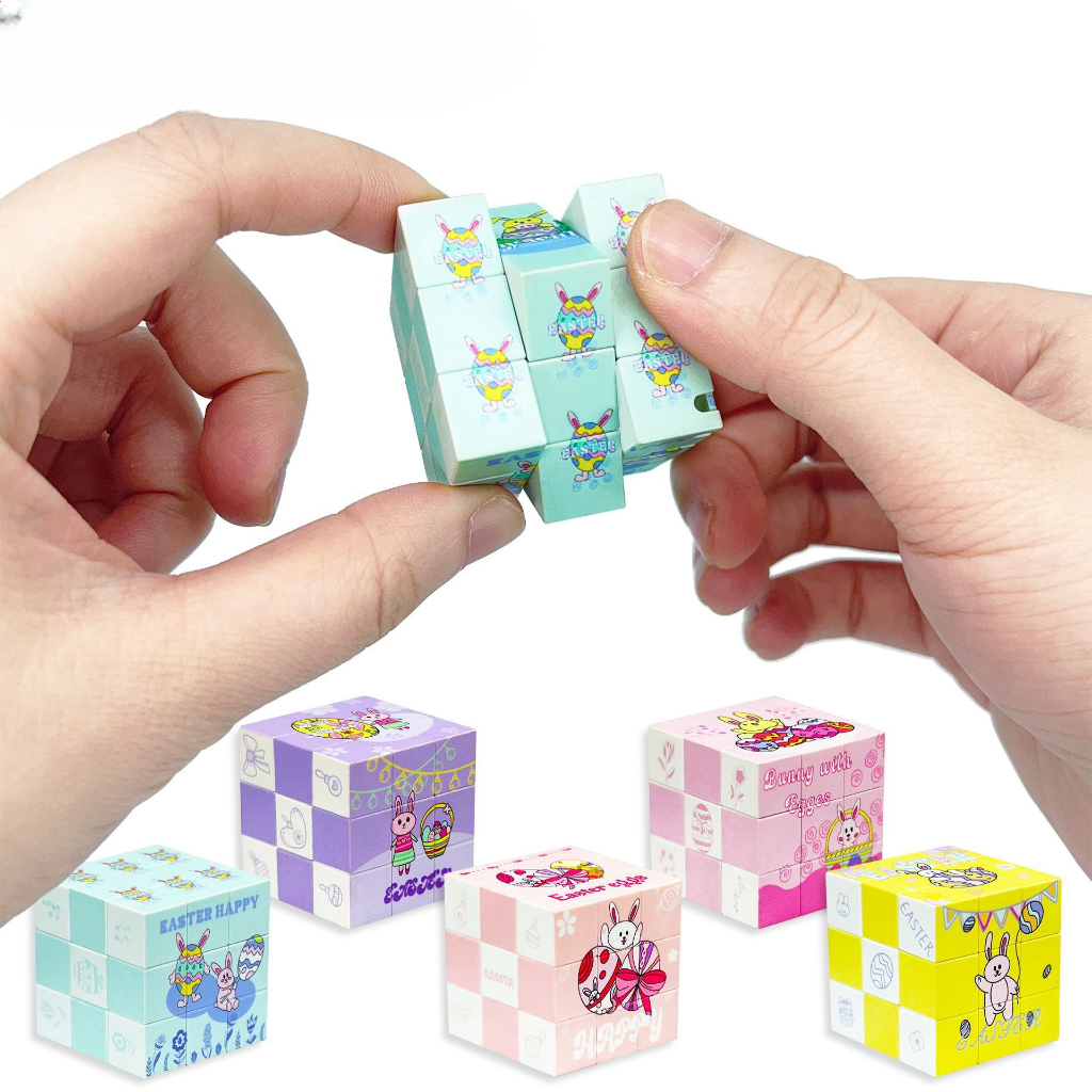 Rubiks Cube ธีมอีสเตอร์รูปแบบ Decompression ปริศนาหมุน 3d สามมิติปลายนิ้วขนาดเล็ก Rubiks Cube ของเล่นขนาดเล็ก