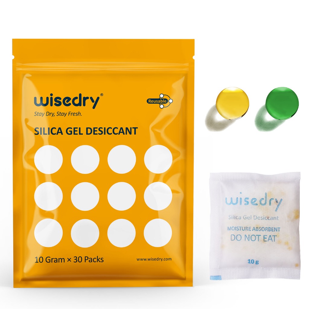 Wisedry 10 กร./50 กร.   ซองกันชื้น ซิลิกาเจล ✨ น้ำหนักเล็ก หลายแพ็ค ใช้ซ้ำได้ (ตัวชี้สี) ปลอดภัยไร้พิษ เกรดอาหาร ลดกลิ่นอับ เหมาะสำหรับเก็บขนมไทย、ผลแห้ง、เครื่องสำอาง、อุปกรณ์อิเล็กทรอนิกส์เล็ก、กล่องเครื่องประดับ、ผ้าแฟชั่น、เอกสารสำคัญ | Silica Gel Desiccant