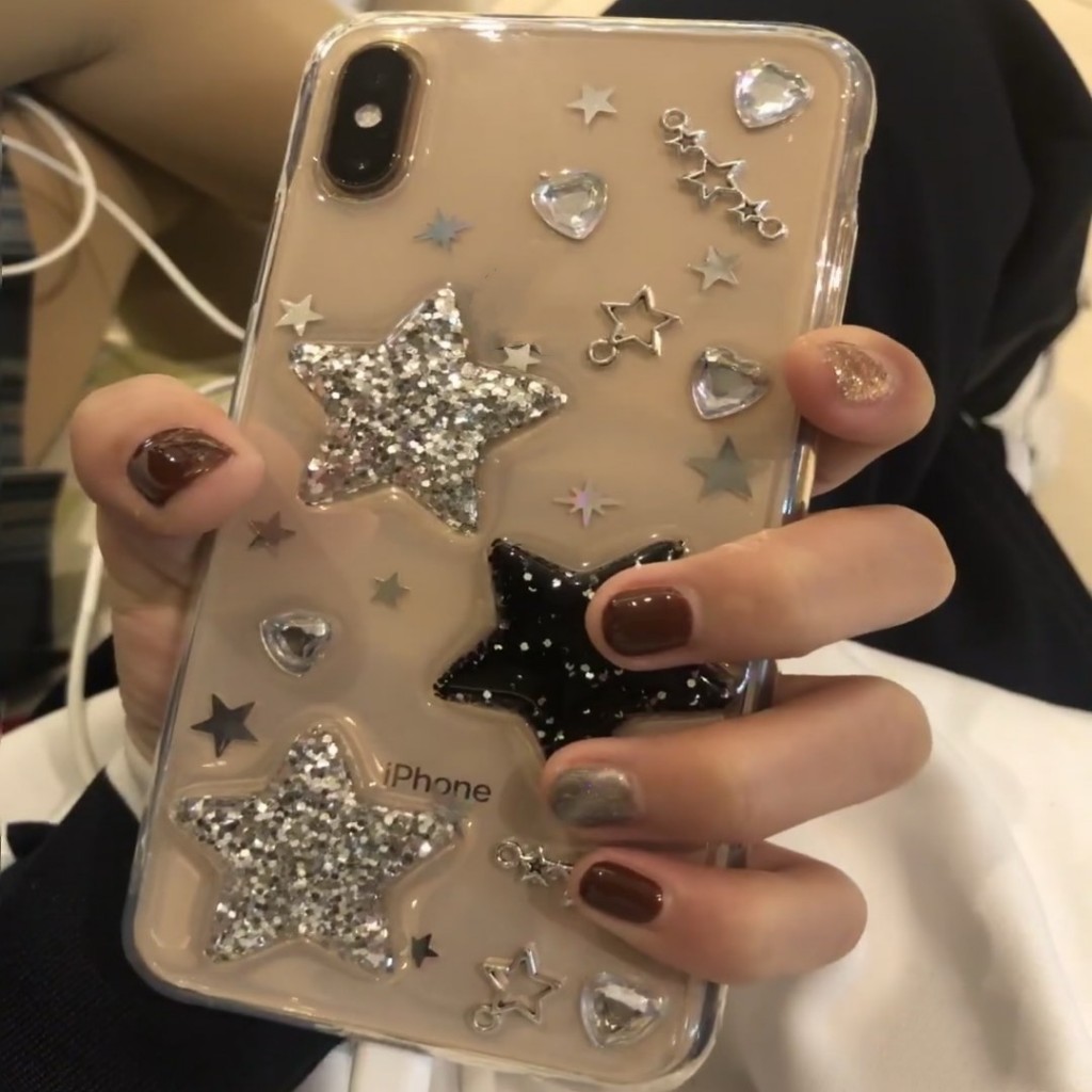 For iphone 16 pro max เคสโทรศัพท์มือถือ ซิลิโคนนุ่ม ประดับเลื่อม กลิตเตอร์ ดาว ระยิบระยับ ป้องกันกล้อง สําหรับ for iPhone 15 14 Pro Max 13 11 12 Pro Max XR X XS 7 8 Plus SE 2020