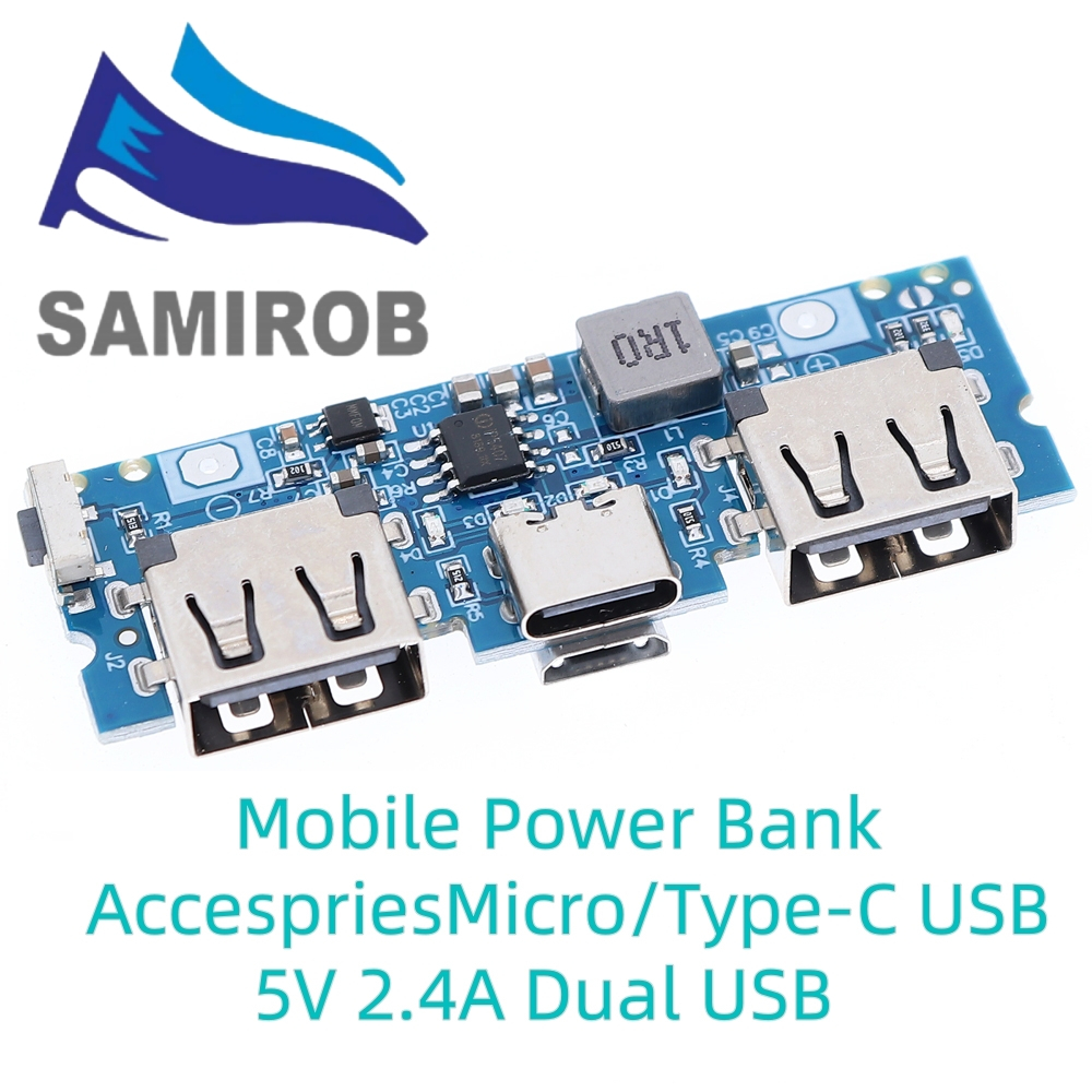 แบตเตอรี่ลิเธียม Charger Board LED Dual USB 5V 2.4A Micro/Type-C USB Mobile Power Bank 18650 โมดูลชาร์จ