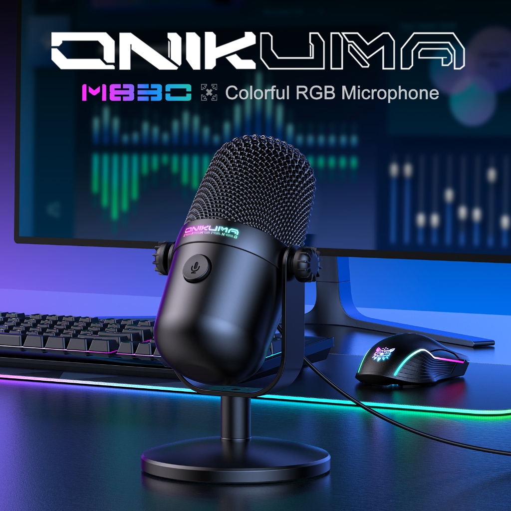 Onikuma M830 ไมโครโฟนคอนเดนเซอร์ USB ไมโครโฟน USB ขนาดเล็กพร้อมไมโครโฟนพีซีสําหรับเล่นเกมตัดเสียงรบก