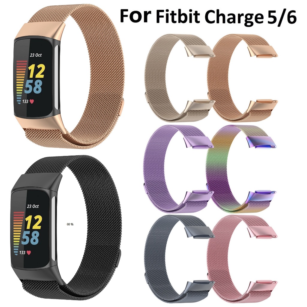 Milanese Watch Strap Compatible For Fitbit charge 6 สาย Metal สาย Fitbit charge 5 Strap replacement Fitbit Charge 3 สาย Fitbit Charge 4 Strap Stainless Steel magnetic fitbit charge 5 สายนาฬิกา Fitbit charge 6 Strap