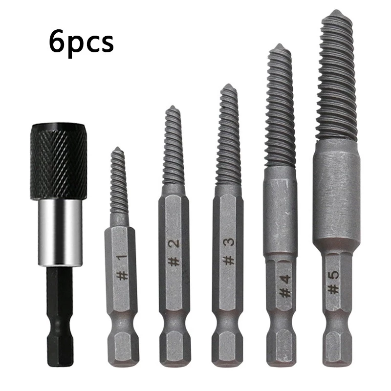 5 ชิ้นหัก Bolt Extractor สกรู Remover ชุดสกรู Extractor Center เจาะ Bits ไฟฟ้าหกเหลี่ยมหักด้ายเครื่องมือกําจัด