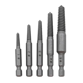 5 ชิ้นหัก Bolt Extractor สกรู Remover ชุดสกรู Extractor Center เจาะ Bits ไฟฟ้าหกเหลี่ยมหักด้ายเครื่องมือกําจัด