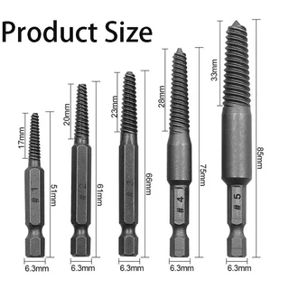 5 ชิ้นหัก Bolt Extractor สกรู Remover ชุดสกรู Extractor Center เจาะ Bits ไฟฟ้าหกเหลี่ยมหักด้ายเครื่องมือกําจัด