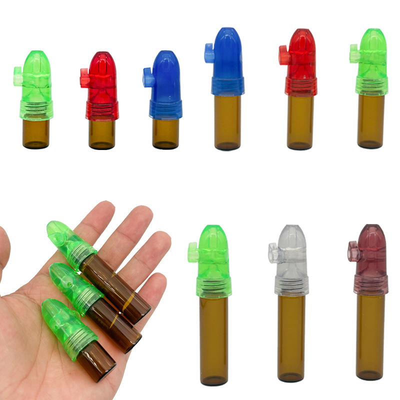 แบบพกพา Snuff Snorter ขวด 55 มม.65 มม.85 มม.คอนเทนเนอร์แก้ว Vial กล่องจัดเก็บ Flip Pill Case