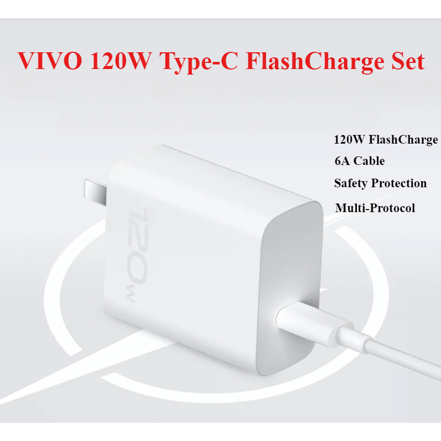 VIVO 120W Type-C ถึง Type-C FlashCharge ชุด 6A สําหรับ X100 X90 Pro IQOO 13 12 11 10 Z7 Z8