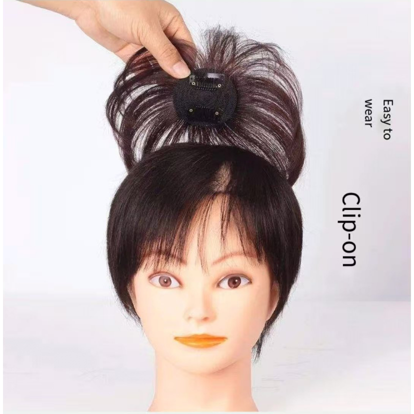 วิกผมสั้นบางชิ้นด้านบนผมปุยนกกระเรียนด้านบนผมจํานวนปกผมสีขาวจําลองผมม้าชิ้น