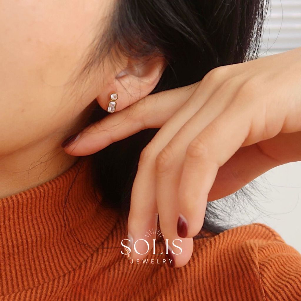 ต่างหูสตั๊ดกันน้ำสีขาวและสีแดง Non-Tarnish Hypoallergenic แฟชั่นสำหรับผู้หญิง - รูปที่ 6