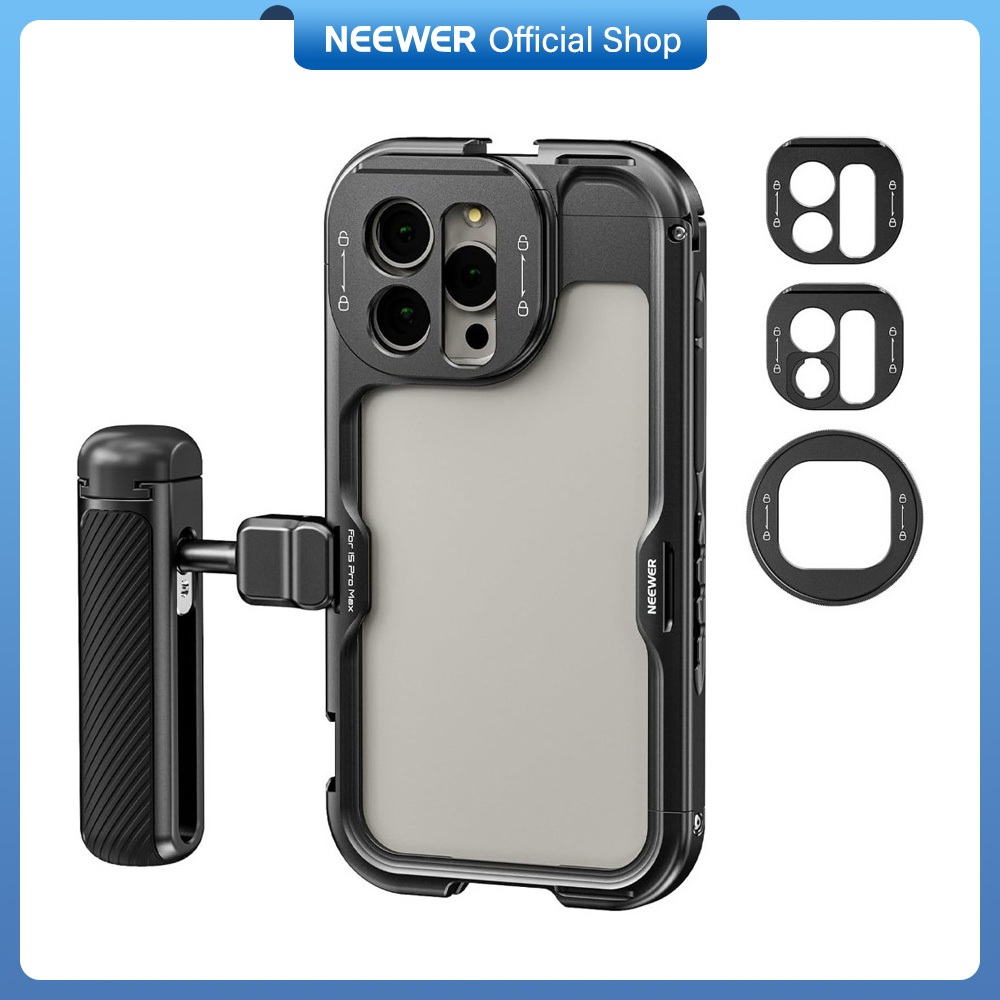 NEEWER 15 Pro Max Cage [2nd Gen] พร้อมที่จับด้านข้าง QR, อะแดปเตอร์ฟิลเตอร์และเลนส์