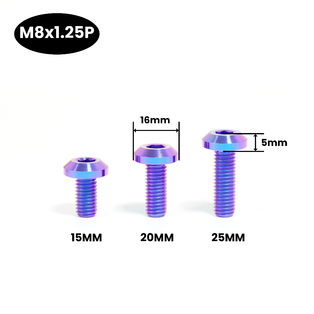RTAMO Titanium Gr5 น็อตดิสก์เบรก M8(#12) x15 20 25 30 35 40L Hex Allen Head Full Thread - รูปที่ 3