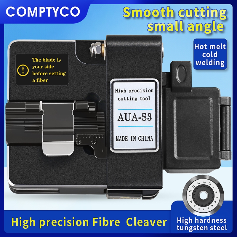 Comptyco AUA-S2 Fiber Cleaver AUA-S3 FTTH เครื่องมือตัดสายเคเบิลออปติคัลความแม่นยําสูง 16 ใบมีดพื้นผ