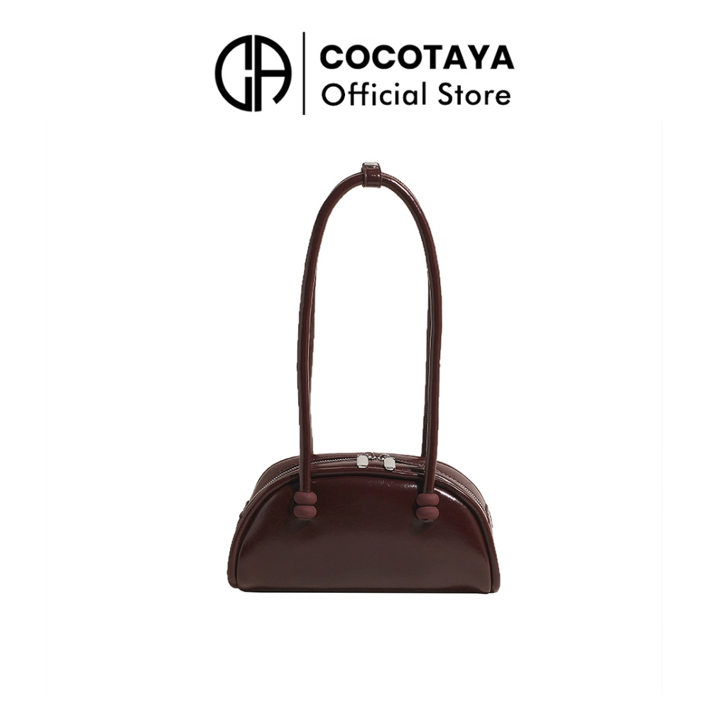 ((COCOTAYA) Fashion PU Leather Monochrome Underarm Bag กระเป๋าสะพายไหล่