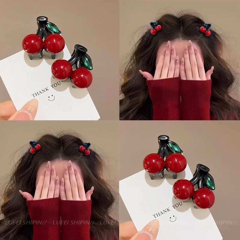 ปีใหม่สีแดงกํามะหยี่โบว์กิ๊บหญิงเจ้าหญิงหัวคลิปฤดูใบไม้ร่วงและฤดูหนาวอุปกรณ์ผม - รูปที่ 2