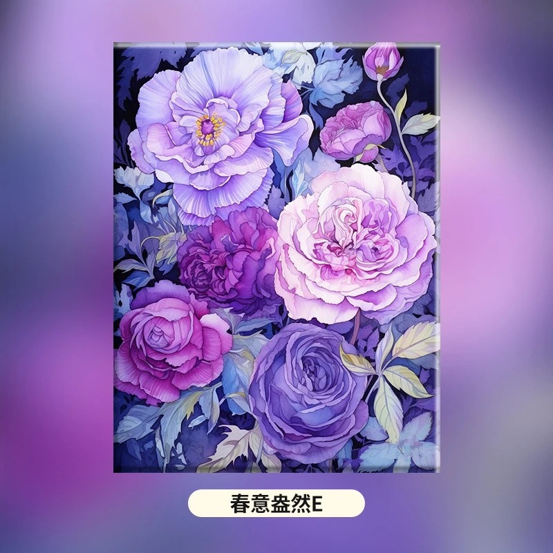 หมู่บ้าน [40*50] คลัสเตอร์ดอกไม้ 0 พื้นฐาน ทําเอง จิตรกรรมสีน้ํามันดิจิตอลดอกไม้ระบายสีตามตัวเลขห้องนั่งเล่นภาพวาดตกแต่งบ้