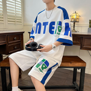 ชุดเสื้อแขนสั้น กางเกงขาสั้น ลายวาฟเฟิล สุดเท่ สําหรับผู้ชาย…