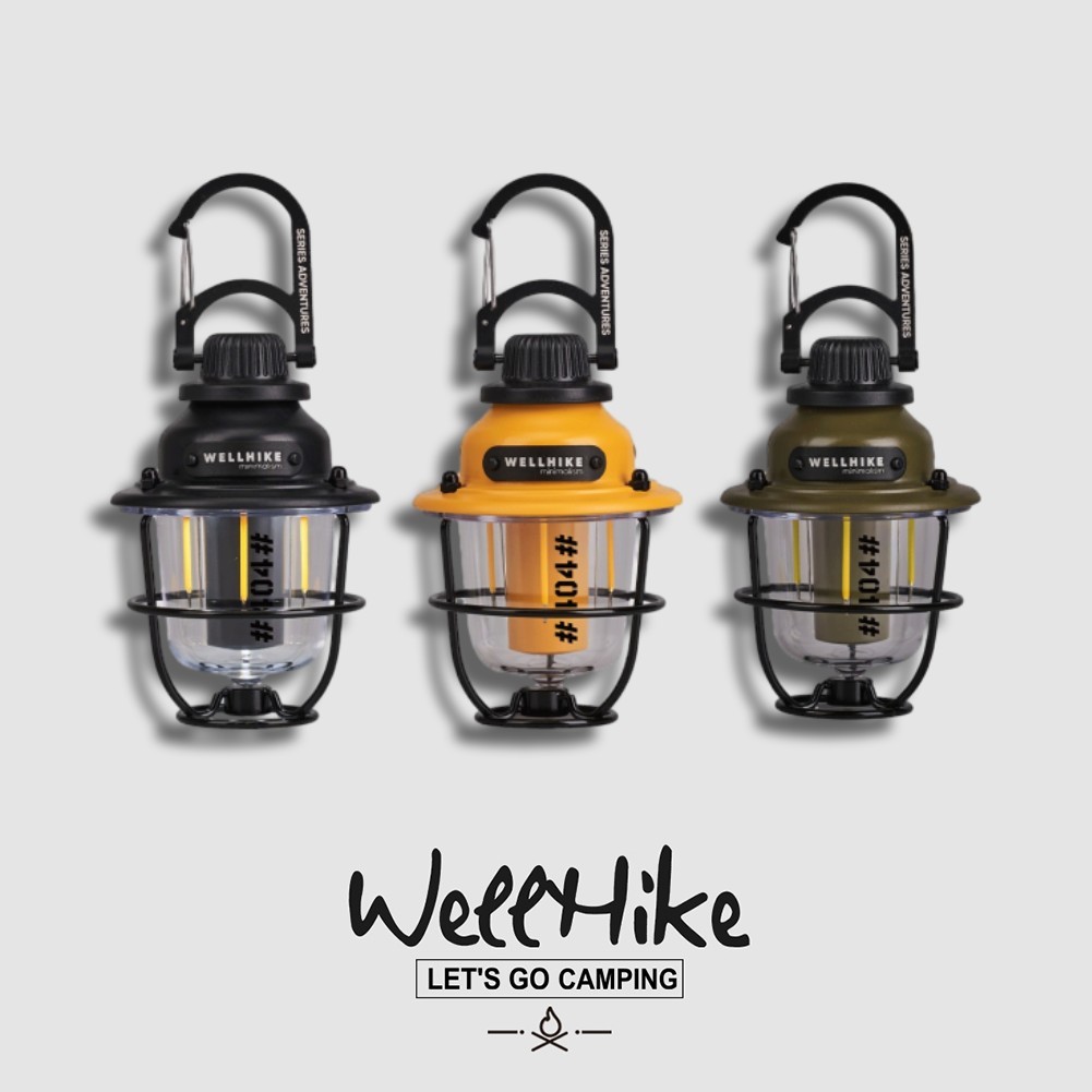 สต็อกพร้อมในกรุงเทพ Wellhike ไฟแค้มป์ปิ้งวินเทจ ไฟ LED แบบชาร์จไฟได้ USB 4 โหมดแสง 360° หมุน2000มิลลิแอมป์ชั่วโมงแบตเตอรี่สําหรับเต็นท์ตั้งแคมป์ตั้งแคมป์