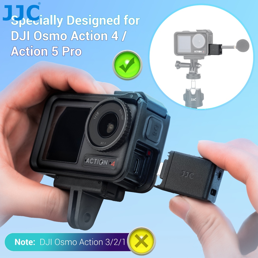 JJC Microphone Adapter อะแดปเตอร์เสียง 3.5mm อะแดปเตอร์ไมโครโฟน TRS สําหรับกล้อง DJI Osmo Action 5 Pro & Action 4