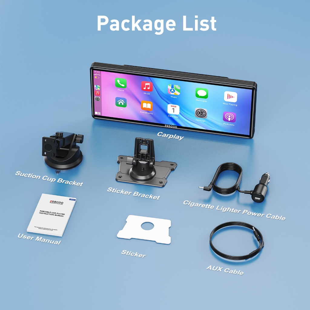 ~จังหวัดสมุทรสาคร ส่ง~HD 10.26 นิ้วเครื่องเล่นรถยนต์แบบพกพา Wireless CarPlay Android Auto Bluetooth IPS 2.5D Touch Screen Car GPS - รูปที่ 4