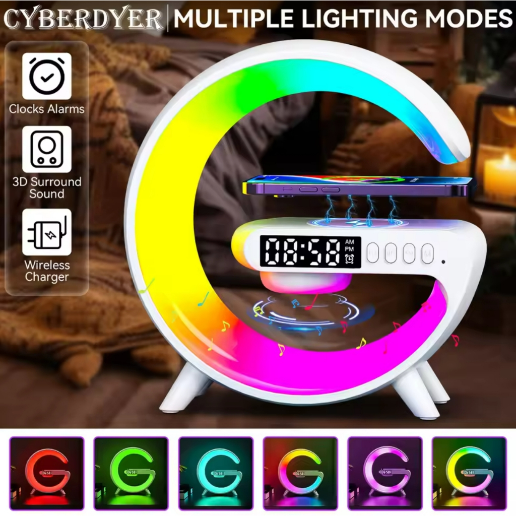 มัลติฟังก์ชั่น Wireless Charger Stand Pad RGB Light นาฬิกาปลุกลําโพงสําหรับโทรศัพท์ Mini Fast Charging Dock Station – โปรปัง