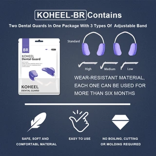 Koheel BR PRO ที่ปิดปากแบบปรับได้สําหรับการกัดฟันและร่อง, ไม่มียามกลางคืนเดือด, หยุด Bruxism Dental Guard 2 นับ