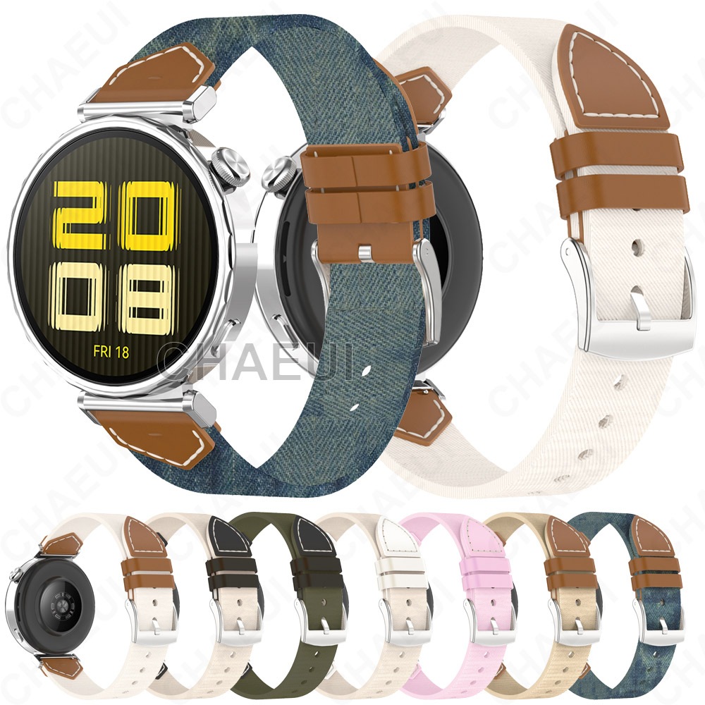 สายหนังยีนส์สร้อยข้อมืออุปกรณ์เสริมสําหรับ Huawei Watch GT6 41mm / GT5 41mm / GT4 41mm / GT5 Pro 42mm / Huawei Watch 5 42mm